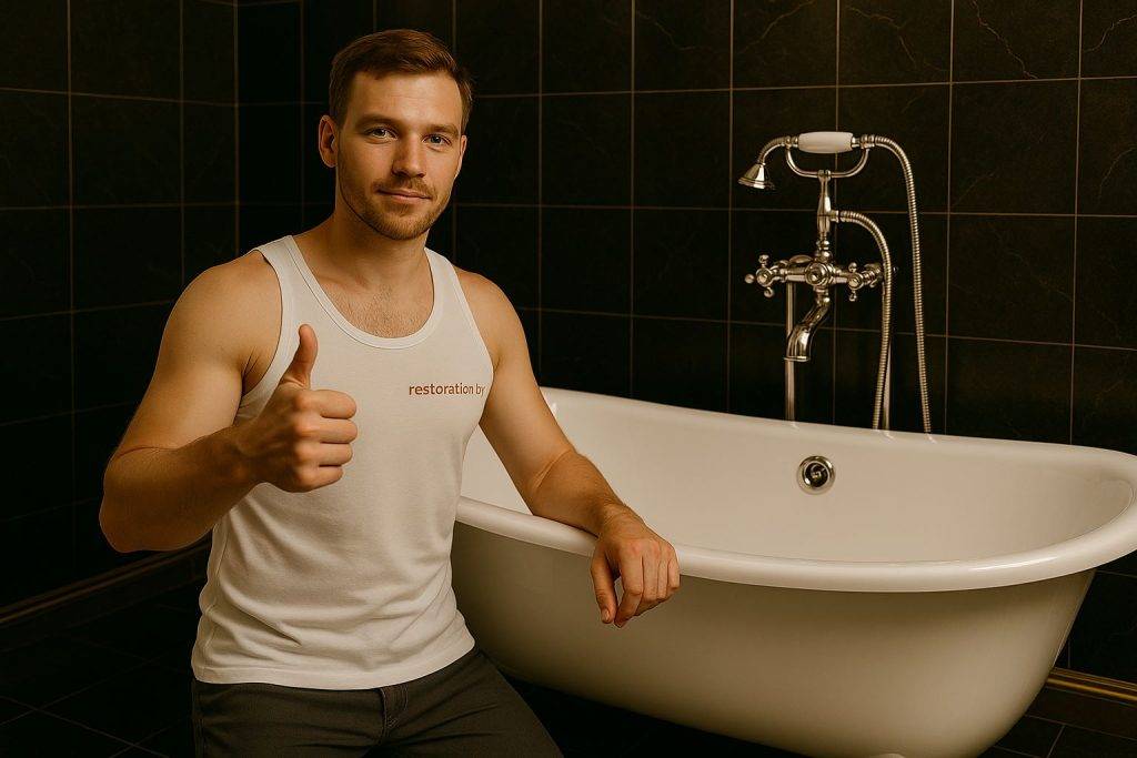 мастер восстановил чугунную ванну