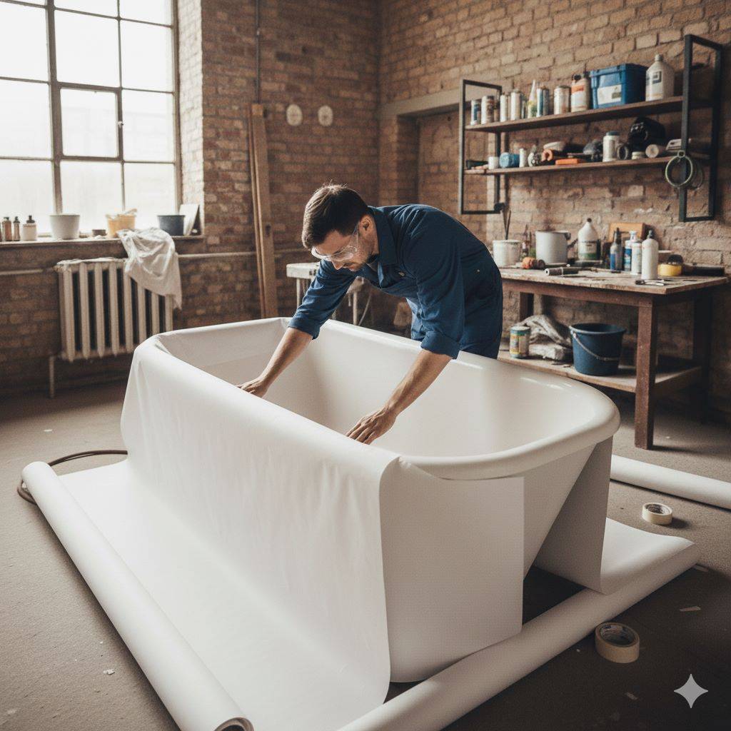 заклейка ванны бумагой