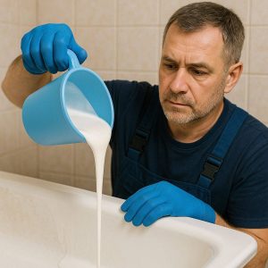 процесс реставрации стальной ванны акрилом